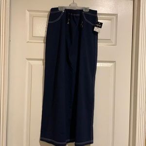 Navy denim look pencil skirt